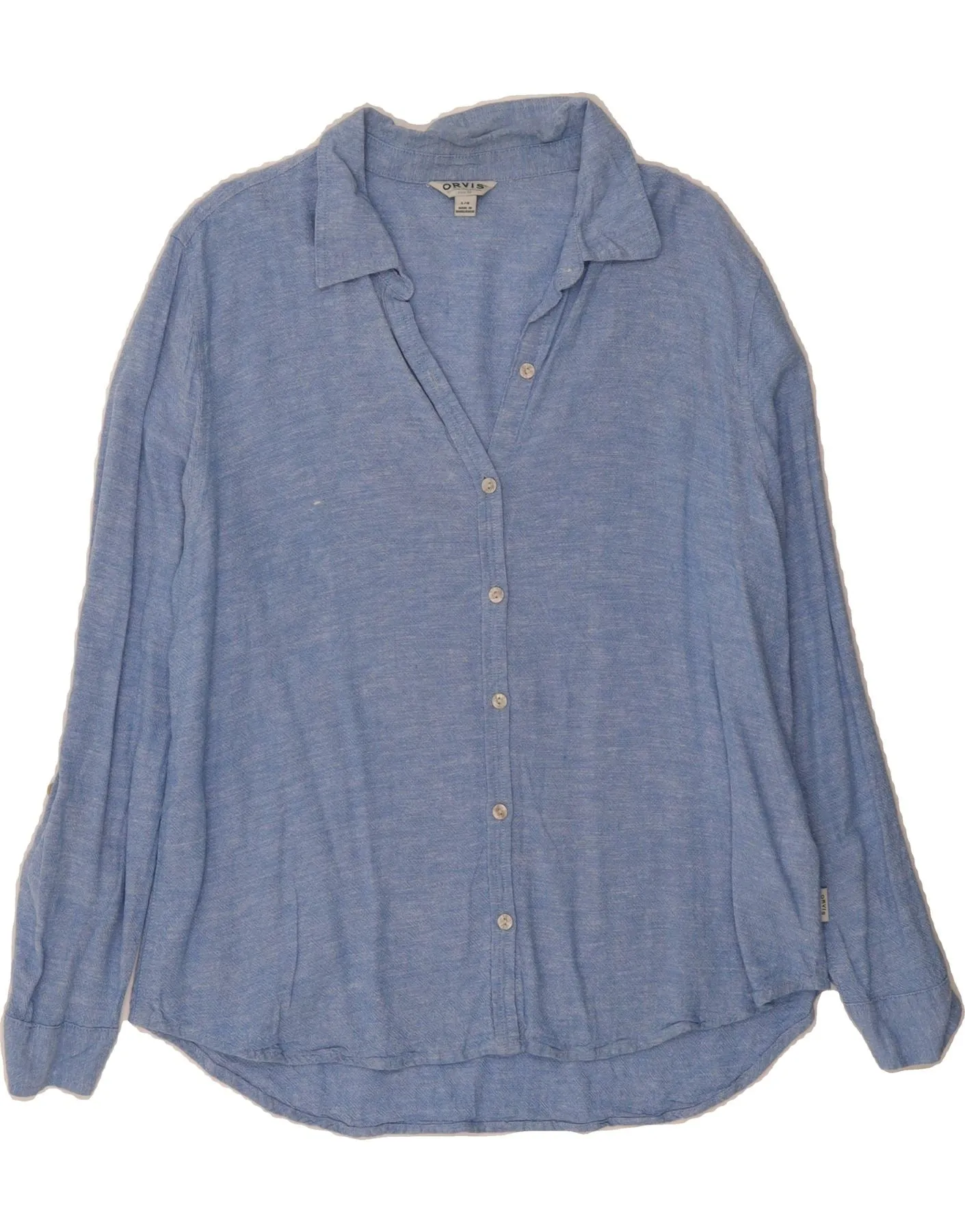 ORVIS Womens Shirt UK 16 Large Blue Cotton Smooth Zipper Design Functional Design