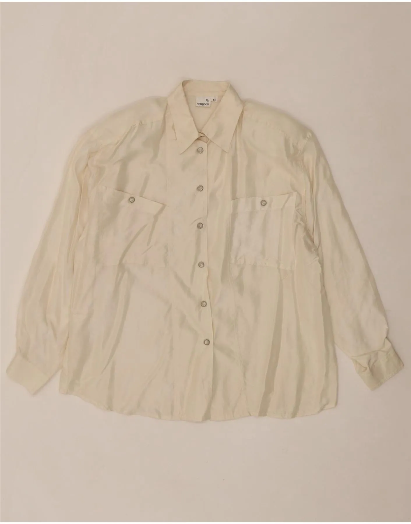 SCIROCCO Womens Shirt Blouse EU 44 XL Off White Silk No Chafe Edging