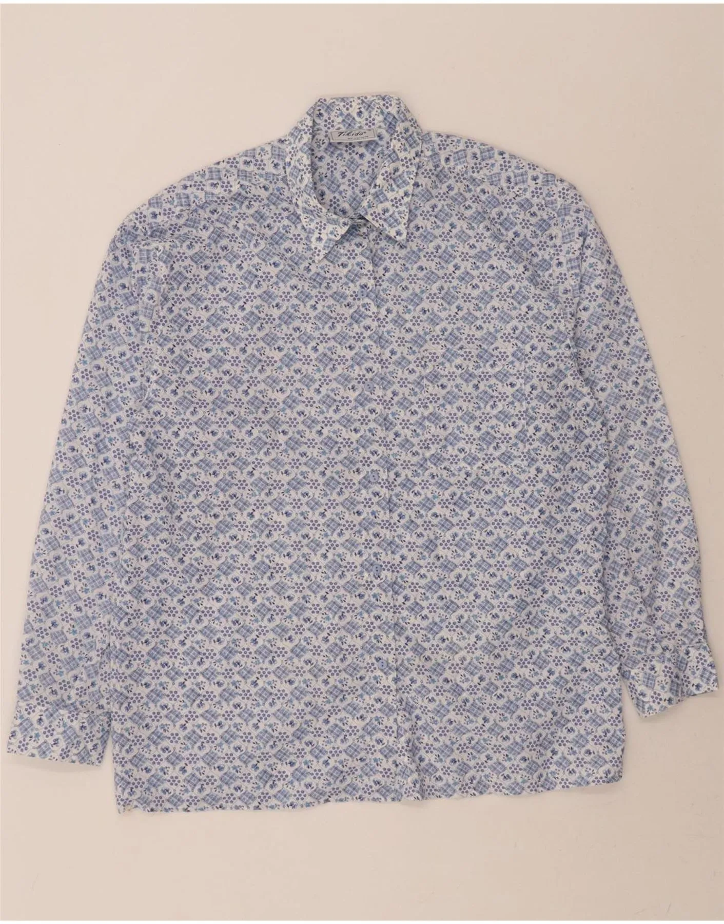 TIKIDA Womens Shirt Large Blue Floral Polyester Snug feel Loose Fit