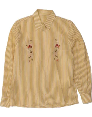 Weekend Casual Budget Friendly VINTAGE Womens Shirt UK 12 Medium Yellow Striped