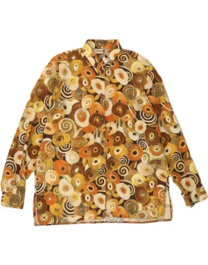 Athleisure Wear CLOVER Womens Shirt Blouse UK 14 Large Beige Geometric Polyester