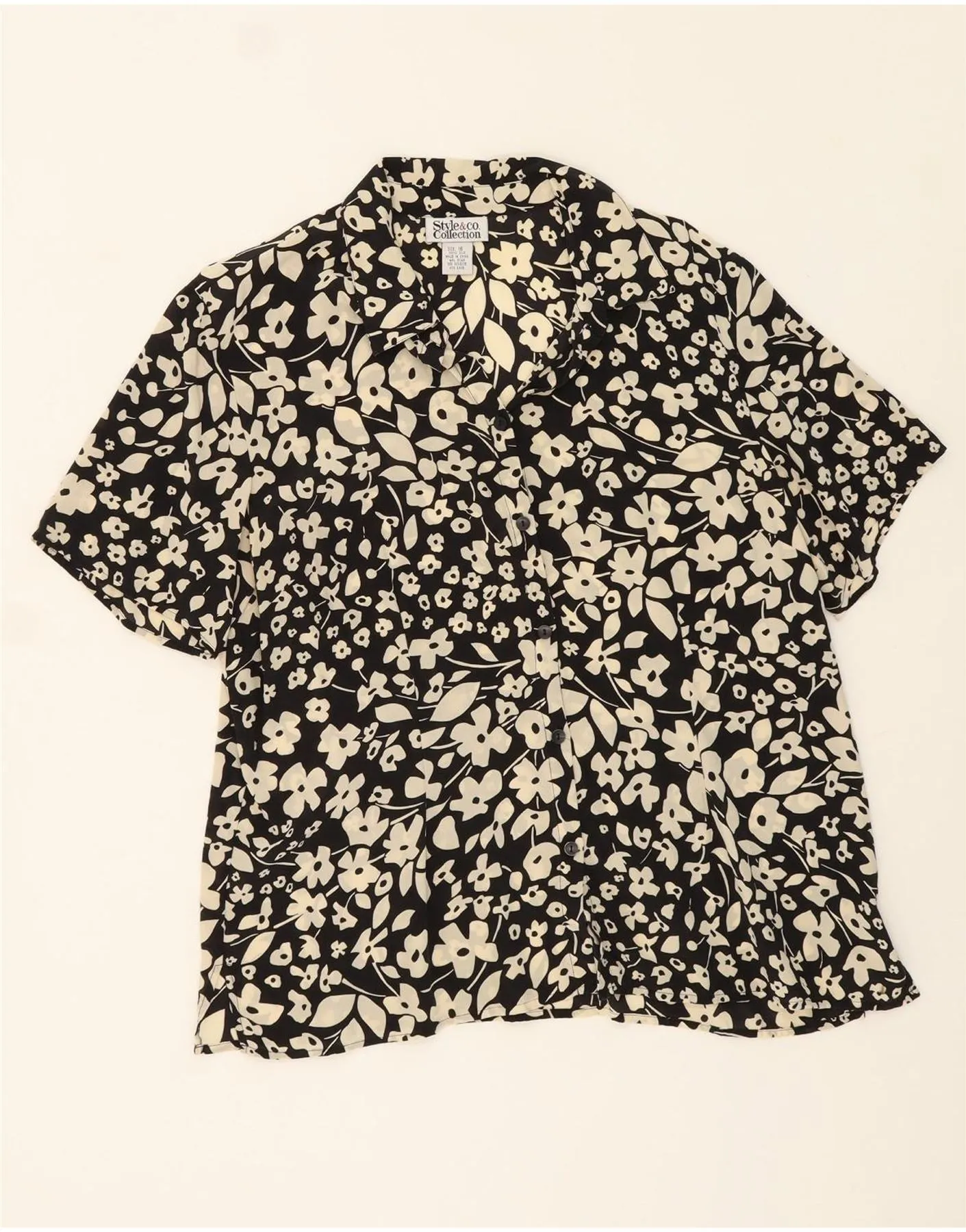 Lightweight Feel STYLE&CO COLLECTION Womens Shirt Blouse UK 16 Large Black Floral