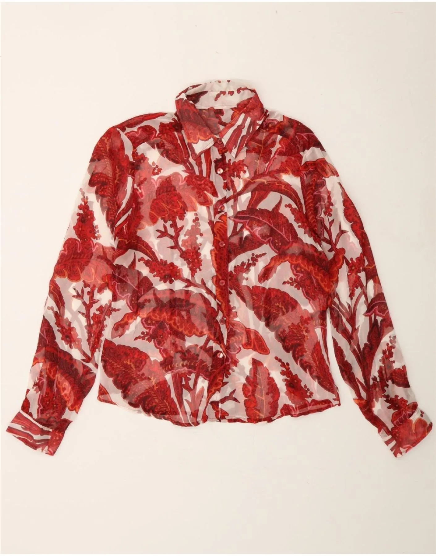 VINTAGE Womens Shirt Blouse UK 12 Medium Red Iconic look Trendsetting Design