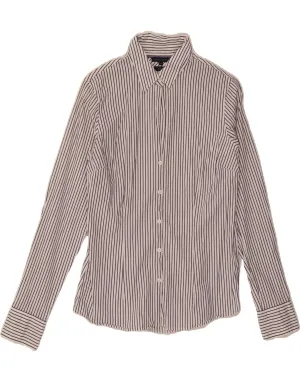 TOMMY HILFIGER Womens Shirt US 8 Medium White Pinstripe Cotton Patterned Texture Weekend Outing