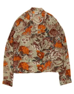 VINTAGE Womens Shirt Blouse UK 16 Large Multicoloured Floral Acetate Gender Neutral Wrinkle Resistant Finish