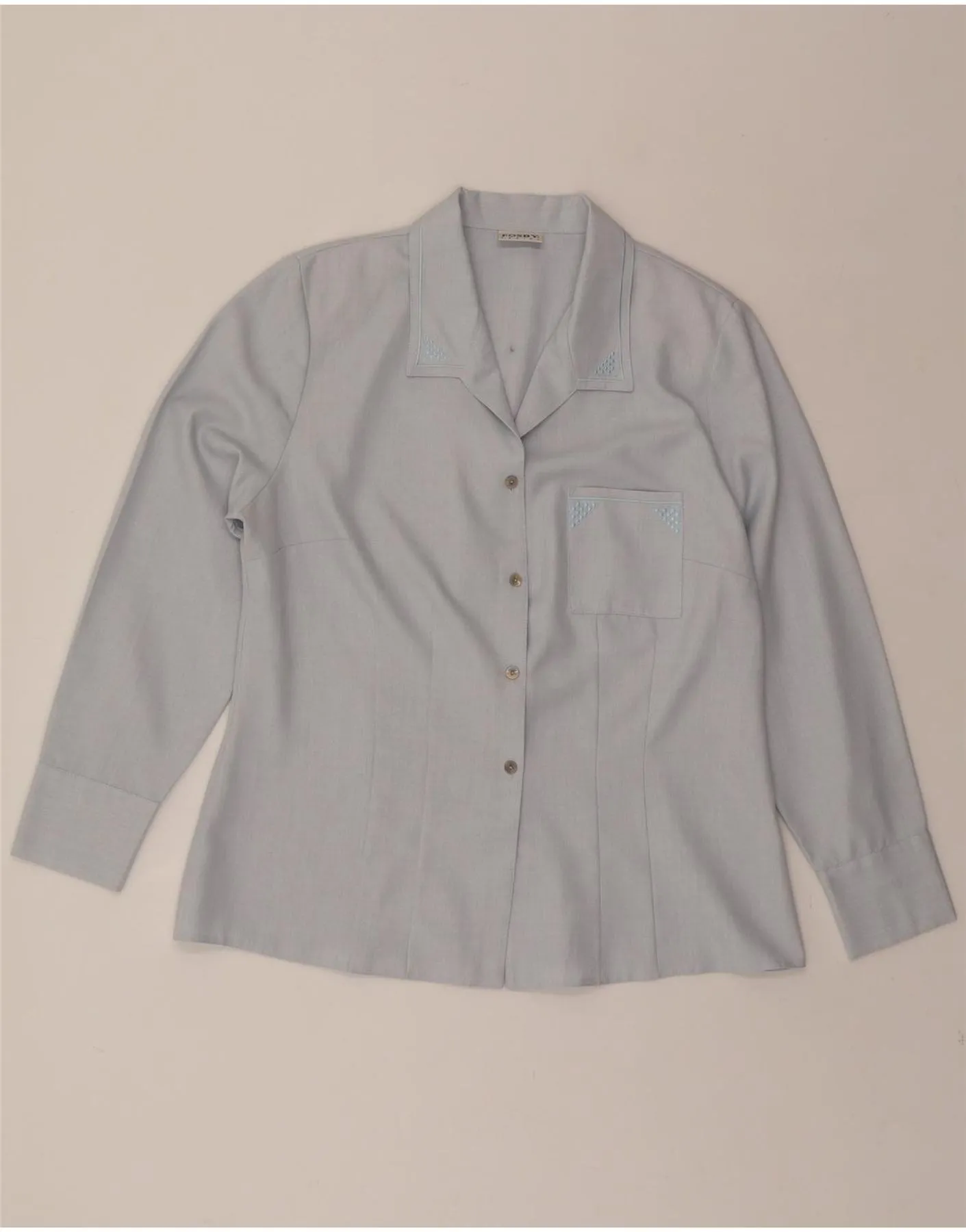 Trendy Fashion Anti Pilling Surface VINTAGE Womens Shirt UK 16 Large Blue Polyester