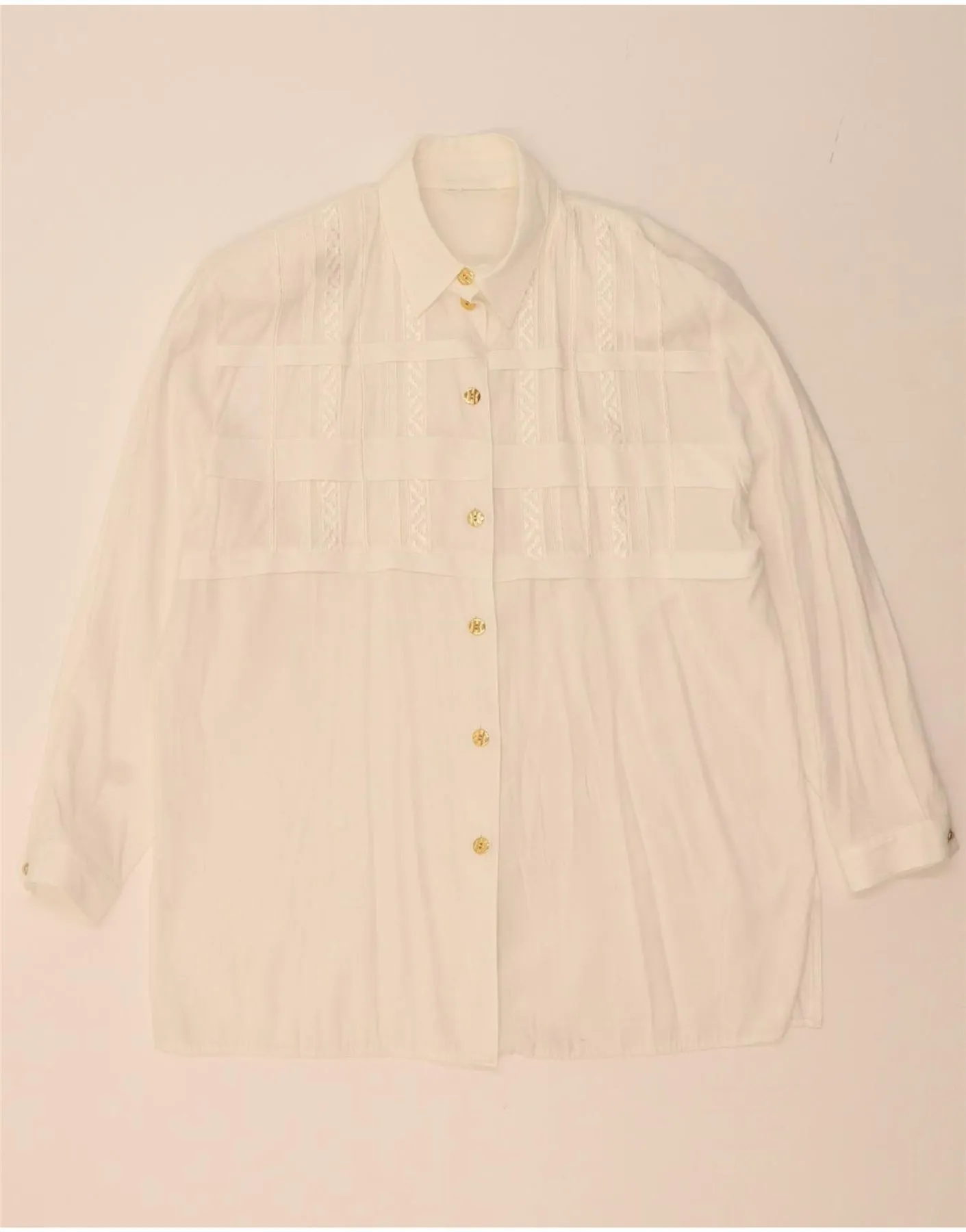VINTAGE Womens Shirt UK 20 2XL White Viscose Military Inspired Social Meetup