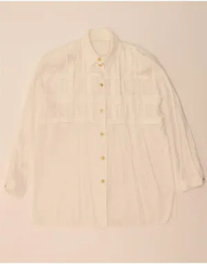 VINTAGE Womens Shirt UK 20 2XL White Viscose Military Inspired Social Meetup