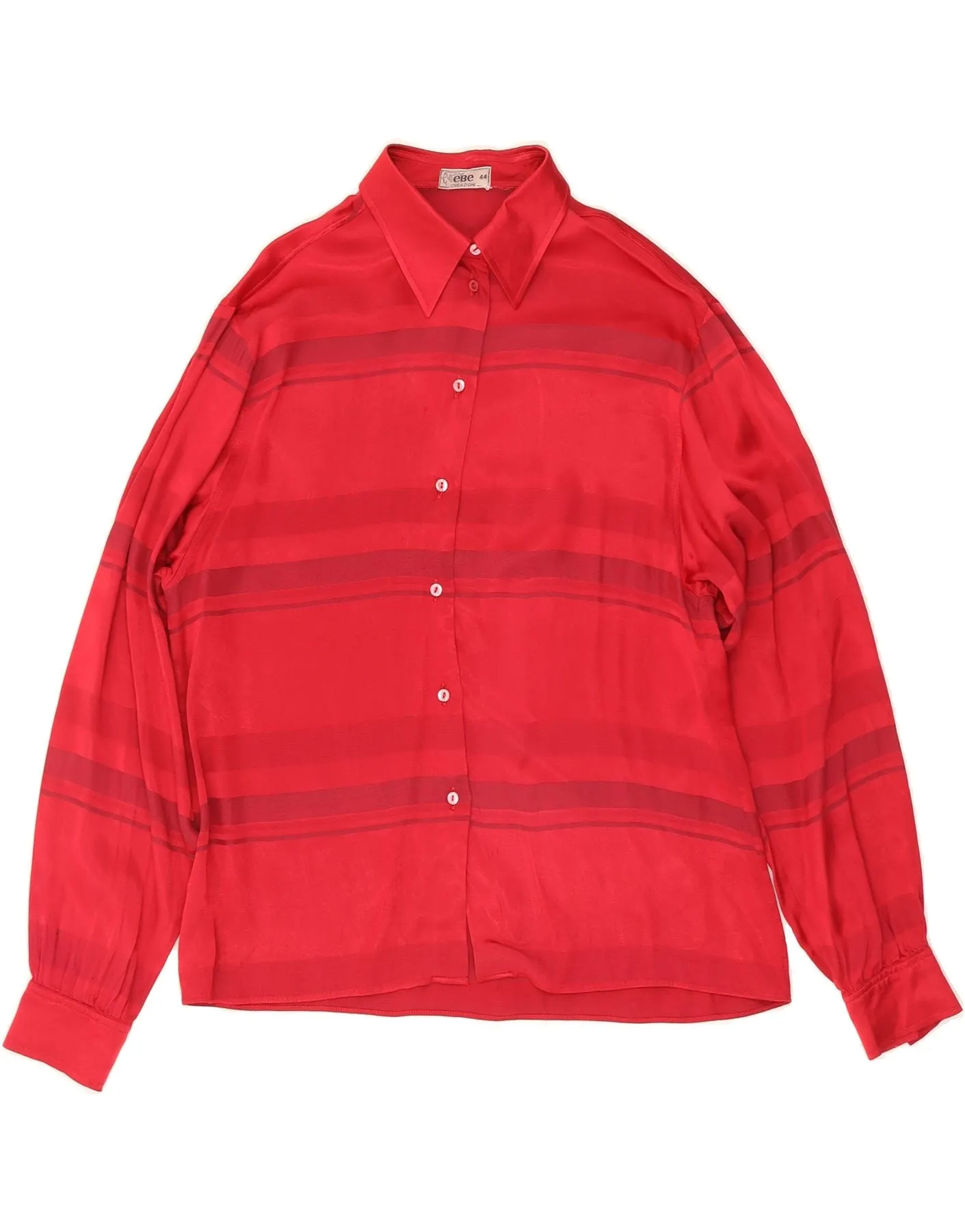 Sustainable Choice Sweat-Absorbing VINTAGE Womens Shirt Blouse IT 44 Medium Red Striped Acetate