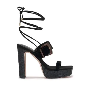 Caelia Ankle Lace Up Platform Sandal In Black Comfortable Platform Heels
