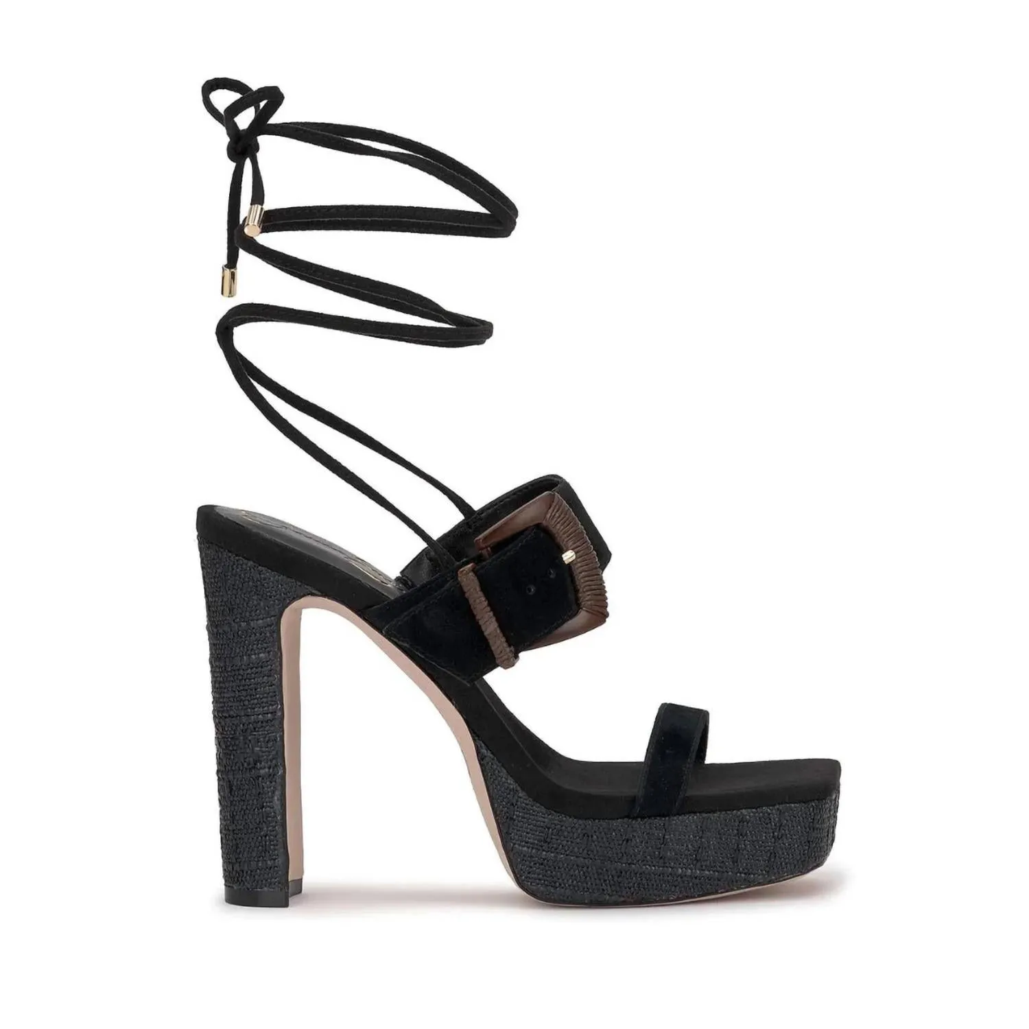Caelia Ankle Lace Up Platform Sandal In Black Chic Sandals for Day Comfortable Foot Feel