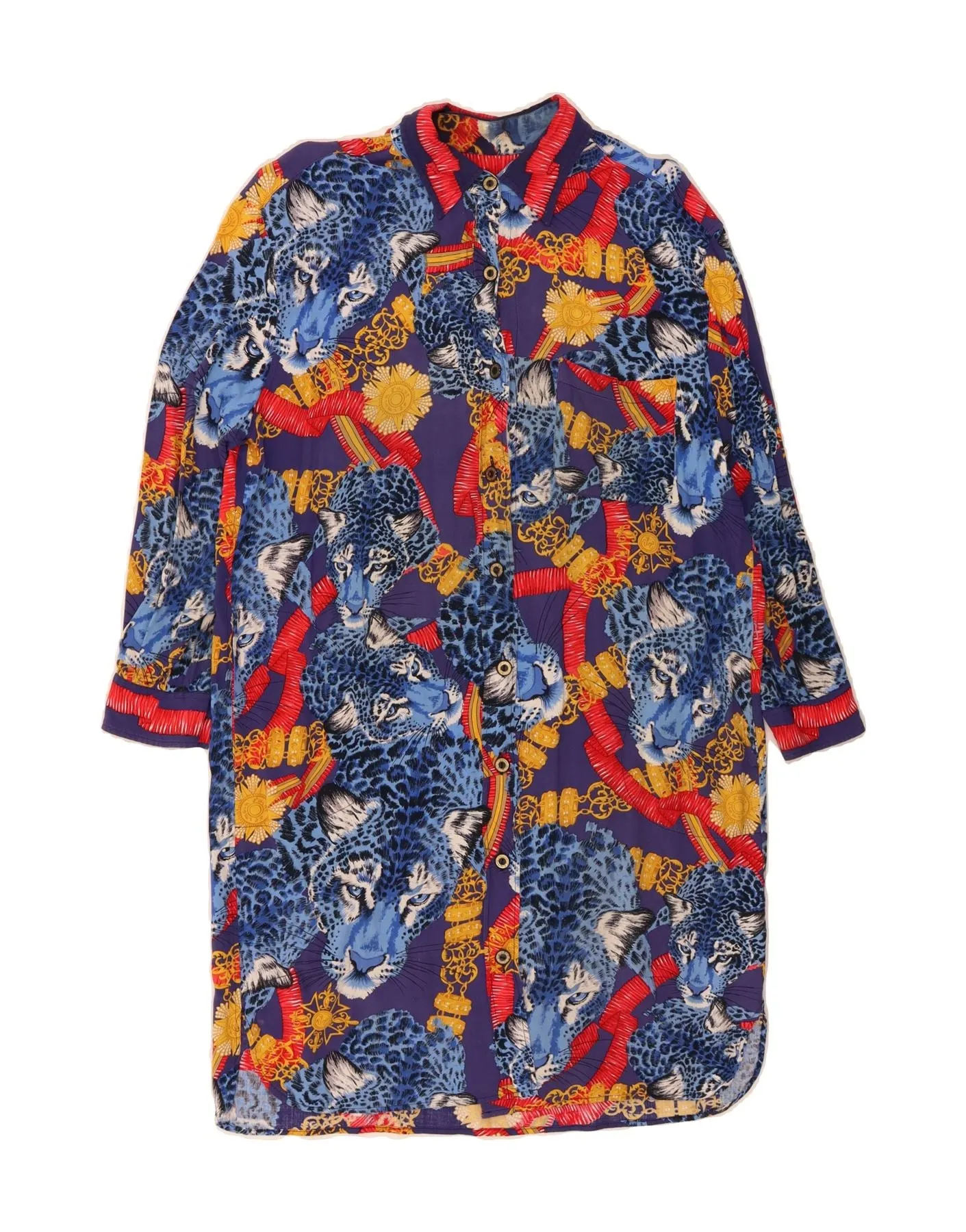 Country Charm ST. GERMAIN Womens Shirt Dress IT 48 XL Multicoloured Animal Print Viscose