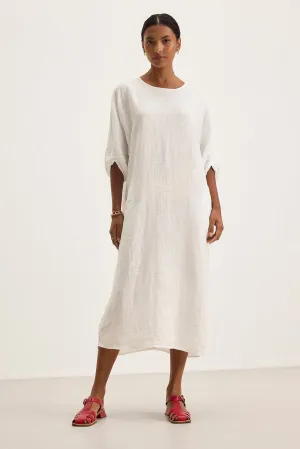 CARMEN LINEN DRESS classic waist Stylish party wear