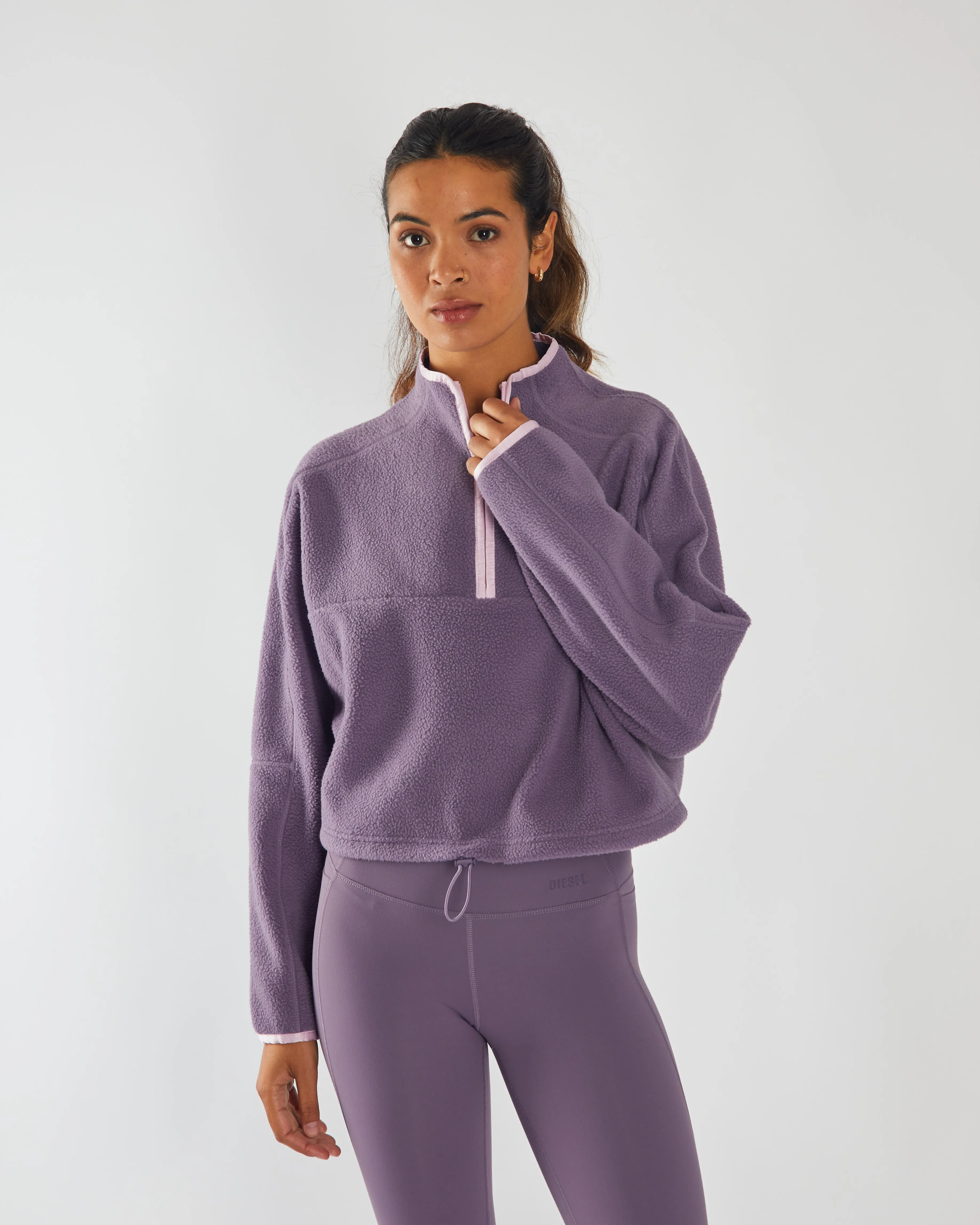 Thermal Lining Daily Chic Stella Fleece Half Zip Lavender Dust