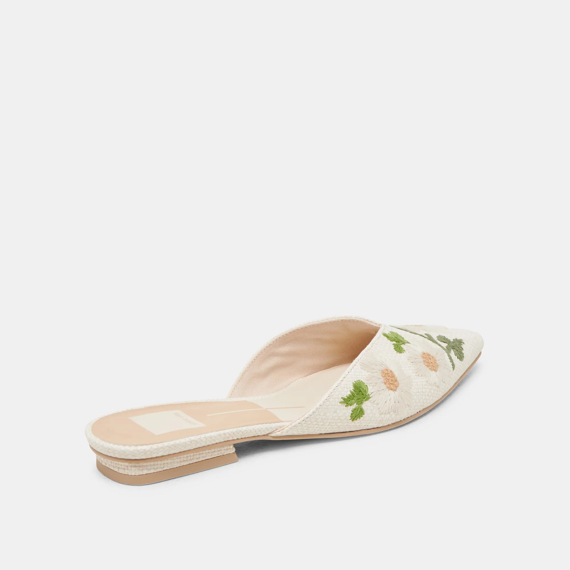 Love Path ELM FLATS WHITE FLORAL RAFFIA