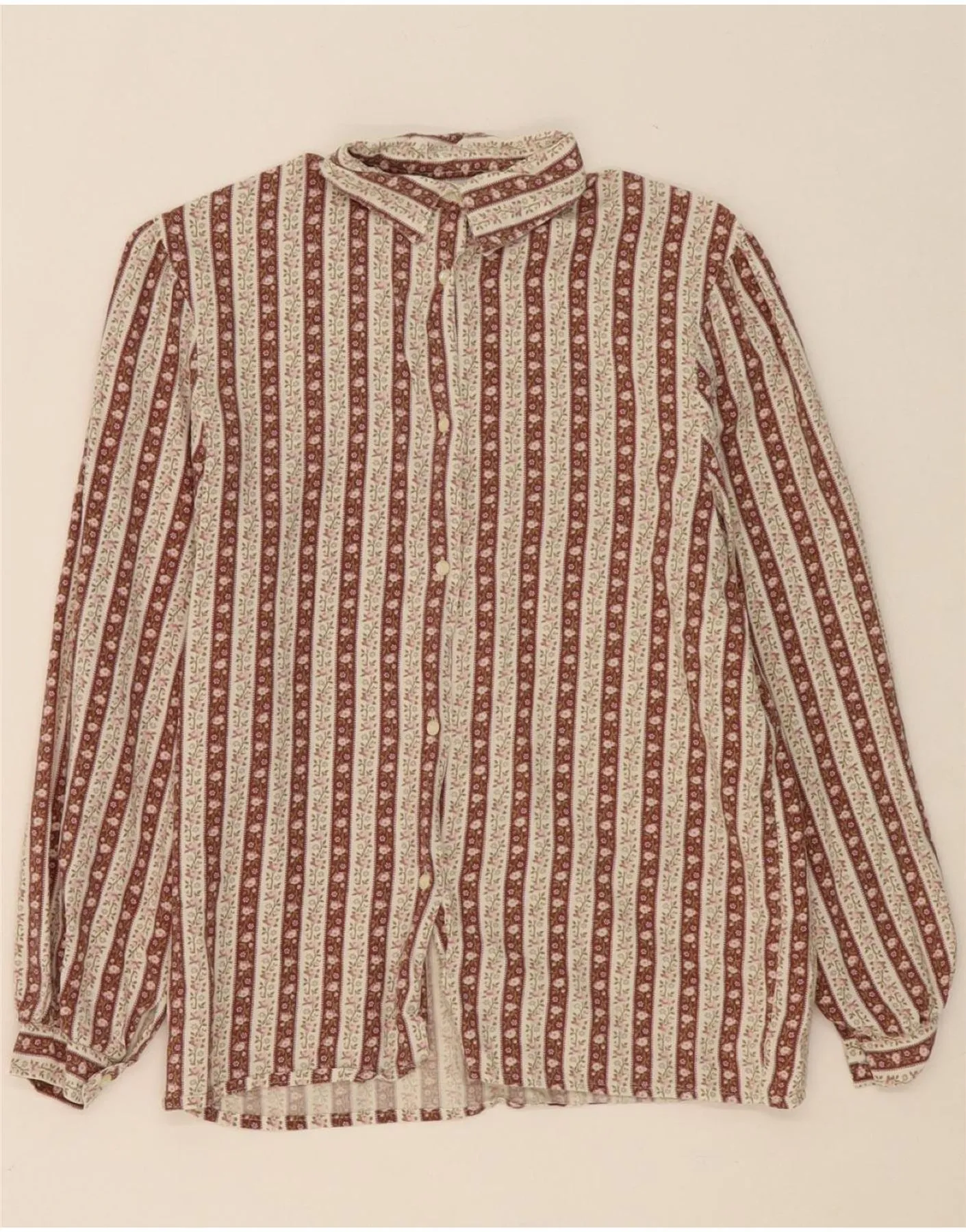 Pocket Detailing VINTAGE Womens Shirt UK 14 Medium Brown Floral