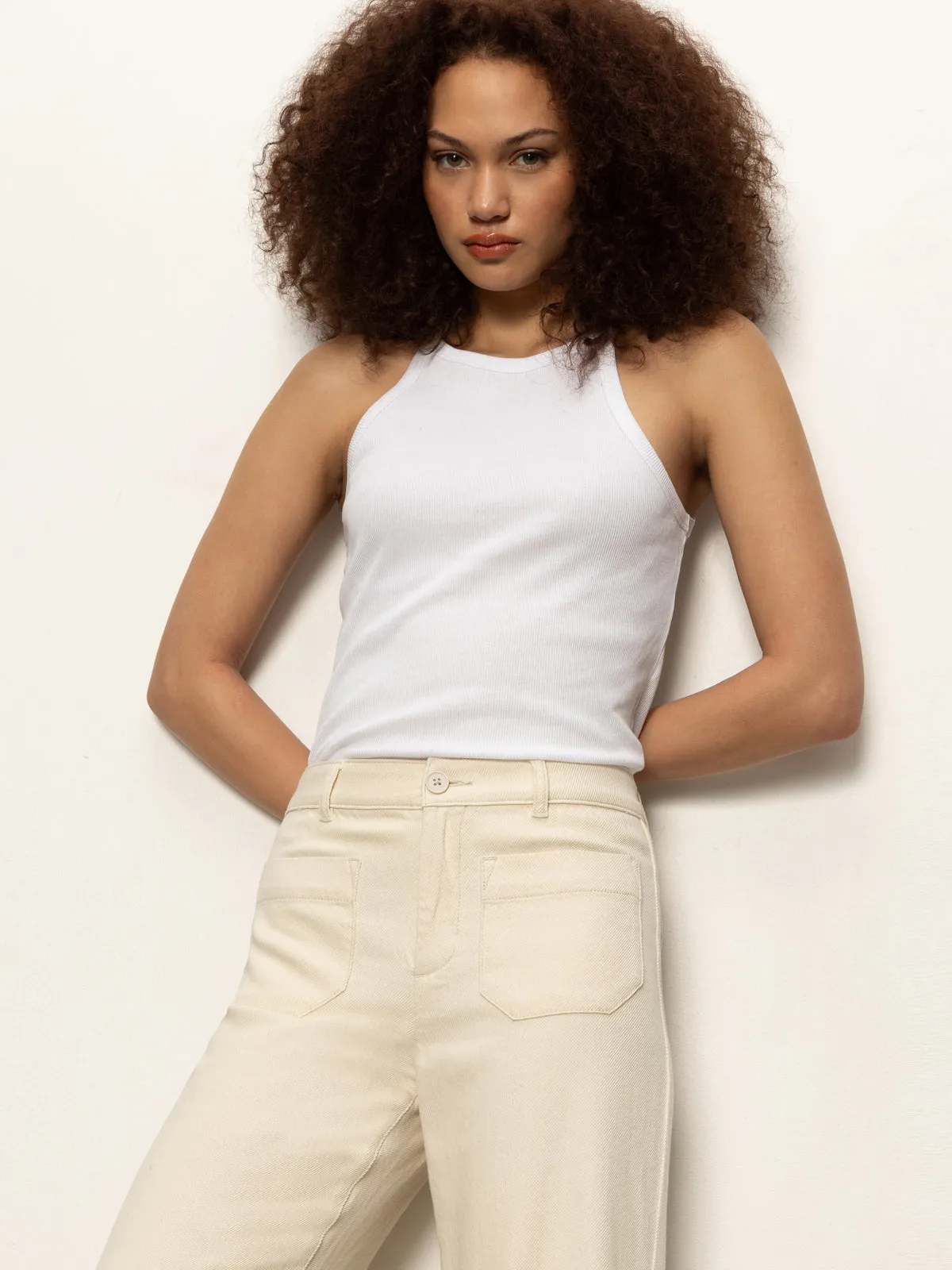 Odor Resistant Casual Chic Soft Marine Wide Leg Standard Rise Crop Pant Macrame