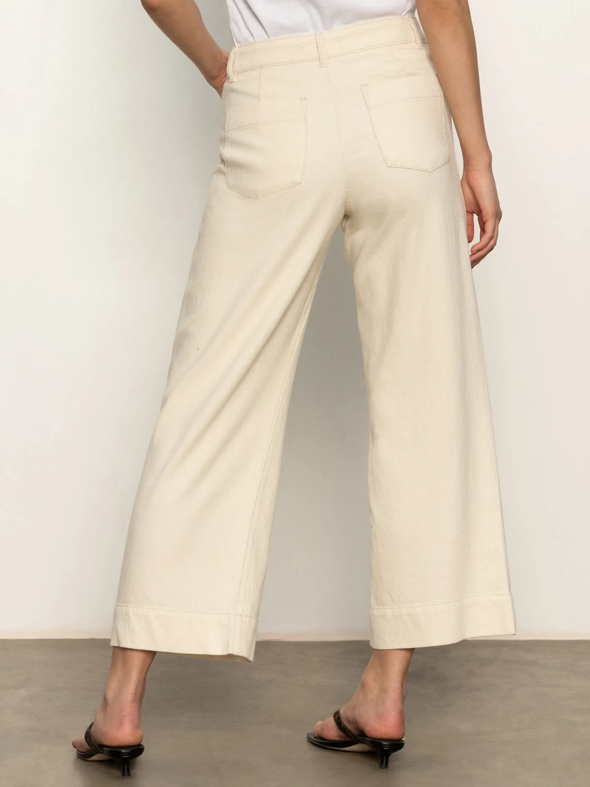 Soft Marine Wide Leg Standard Rise Crop Pant Macrame Casual Performance