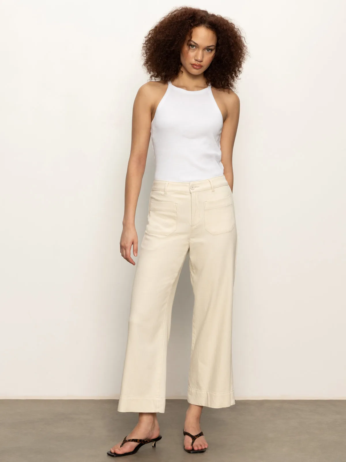 Reflective accents Soft Material Soft Marine Wide Leg Standard Rise Crop Pant Macrame