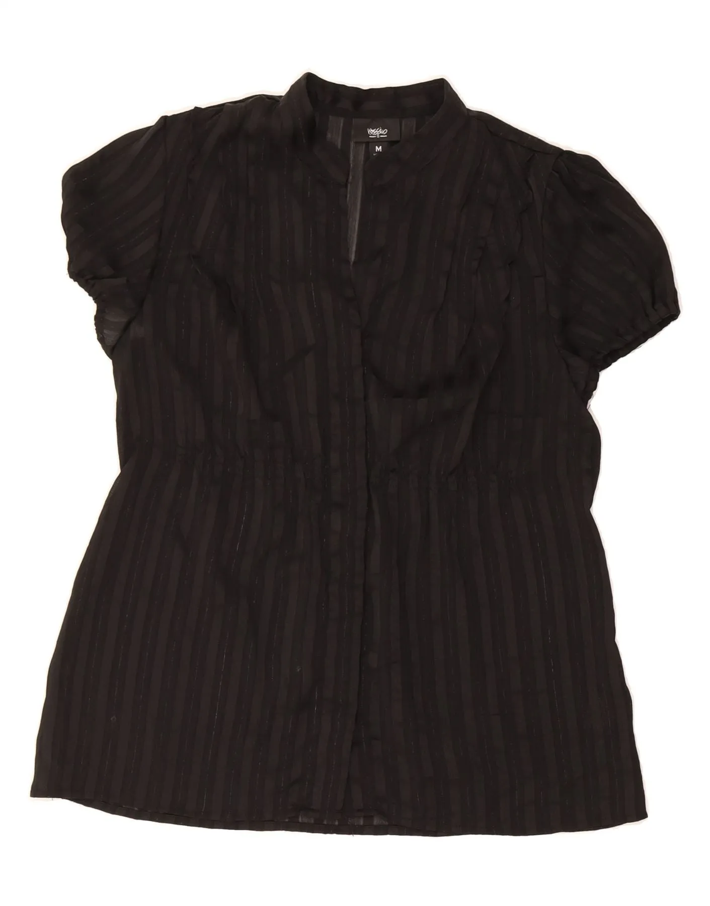 MOSSIMO Womens Shirt Blouse EU 40 Medium Black Striped Polyester Anti Odor Treatment Student Essential