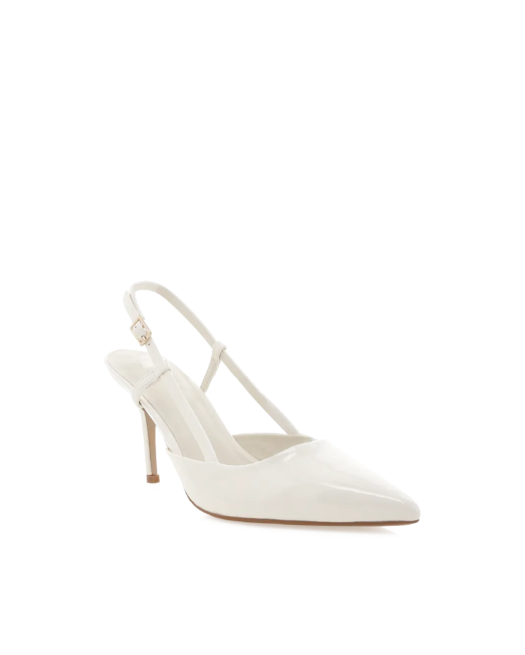 Heeled Sandals Comfortable Soles BETHANY - BONE PATENT