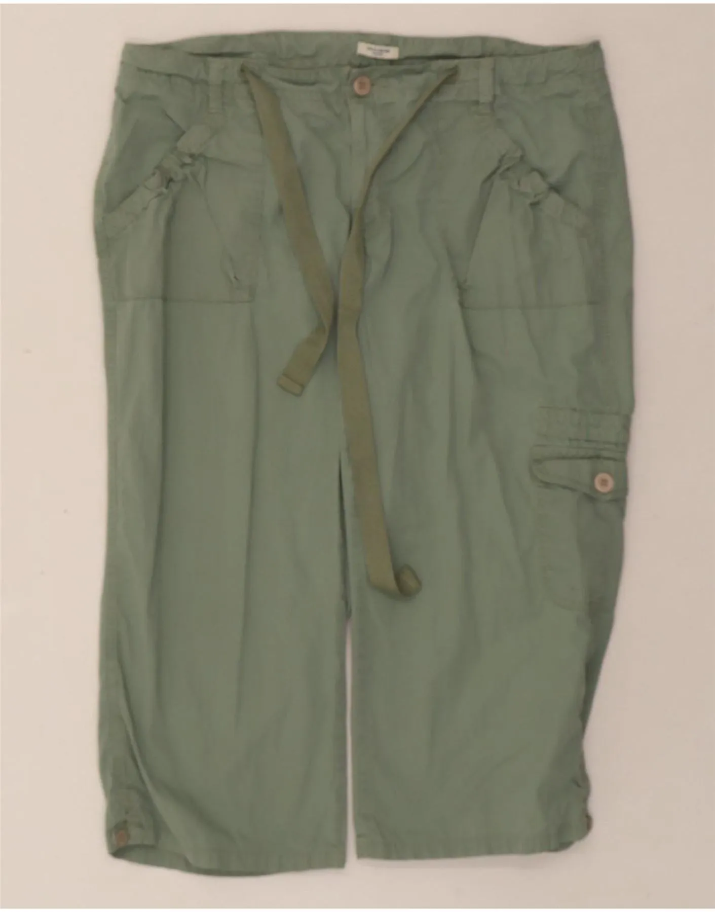 DOCKERS Womens Bermuda Cargo Shorts US 16 2XL W38 Green Cotton Flexible Knit