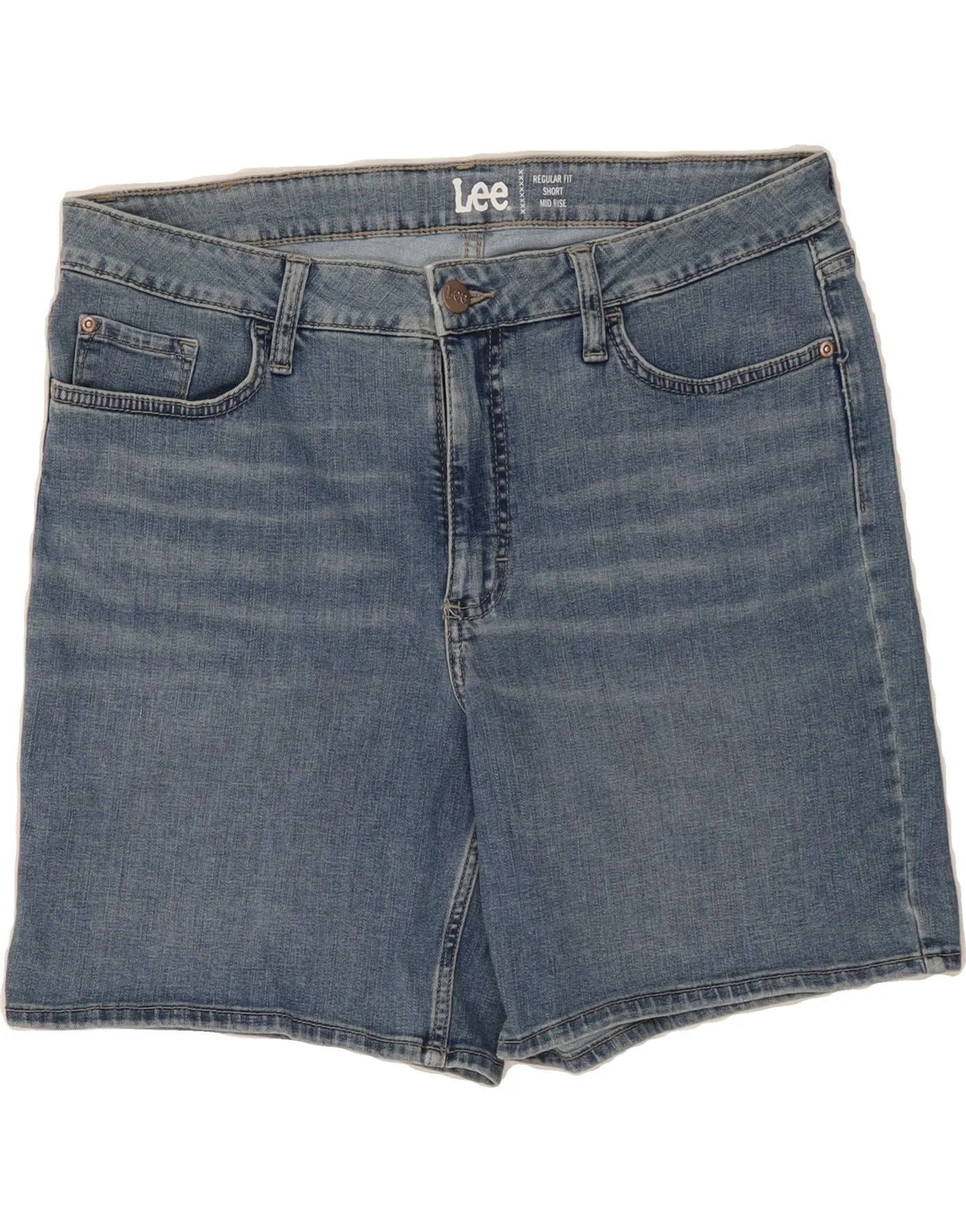 Bold Hue Anti Pilling Finish LEE Womens Regular Fit Mid Rise Denim Shorts US 14 XL W36  Blue Cotton