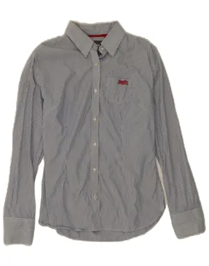 Breathable Layer Trendy Look SUPERDRY Womens Shirt UK 12 Medium Blue Pinstripe Cotton