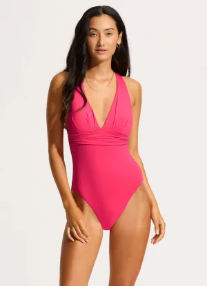 Seafolly Collective Cross Back One Piece - Raspberry Non Irritating Tags