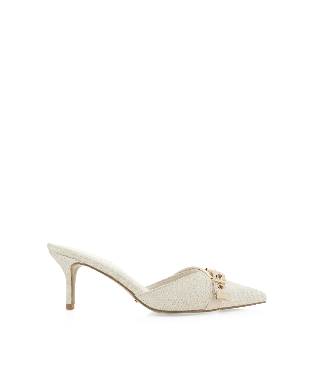 DAIJA - IVORY LINEN Romantic Heels Lace Up Style