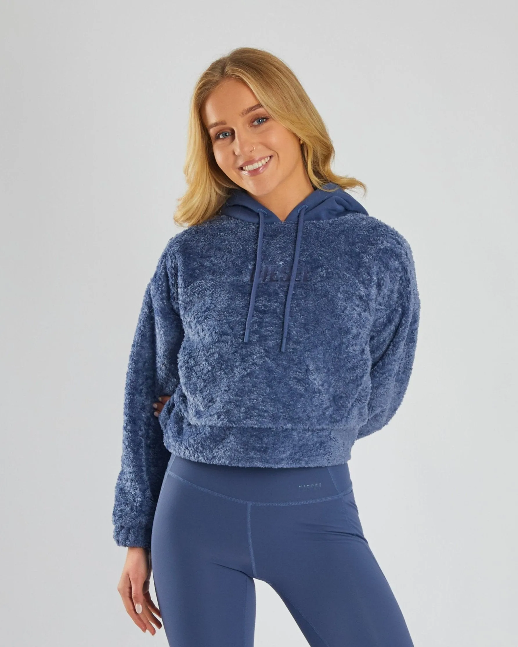 Zelda Teddy Fleece Hood Warm Blue product poplin smoothness