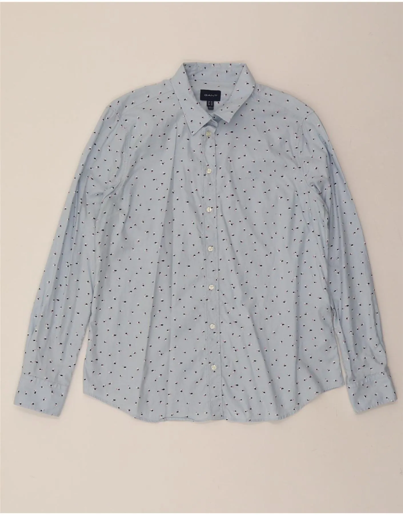GANT Womens Shirt UK 20 2XL Blue Spotted Cotton Spring Break