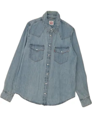 LEVI'S Womens Denim Shirt UK 14 Medium Blue Cotton Reinforced Seams Unstructured Shoulder
