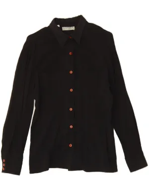 Corporate Event High-Quality Material VINTAGE Womens Shirt Blouse UK 12 Medium Black Polyester
