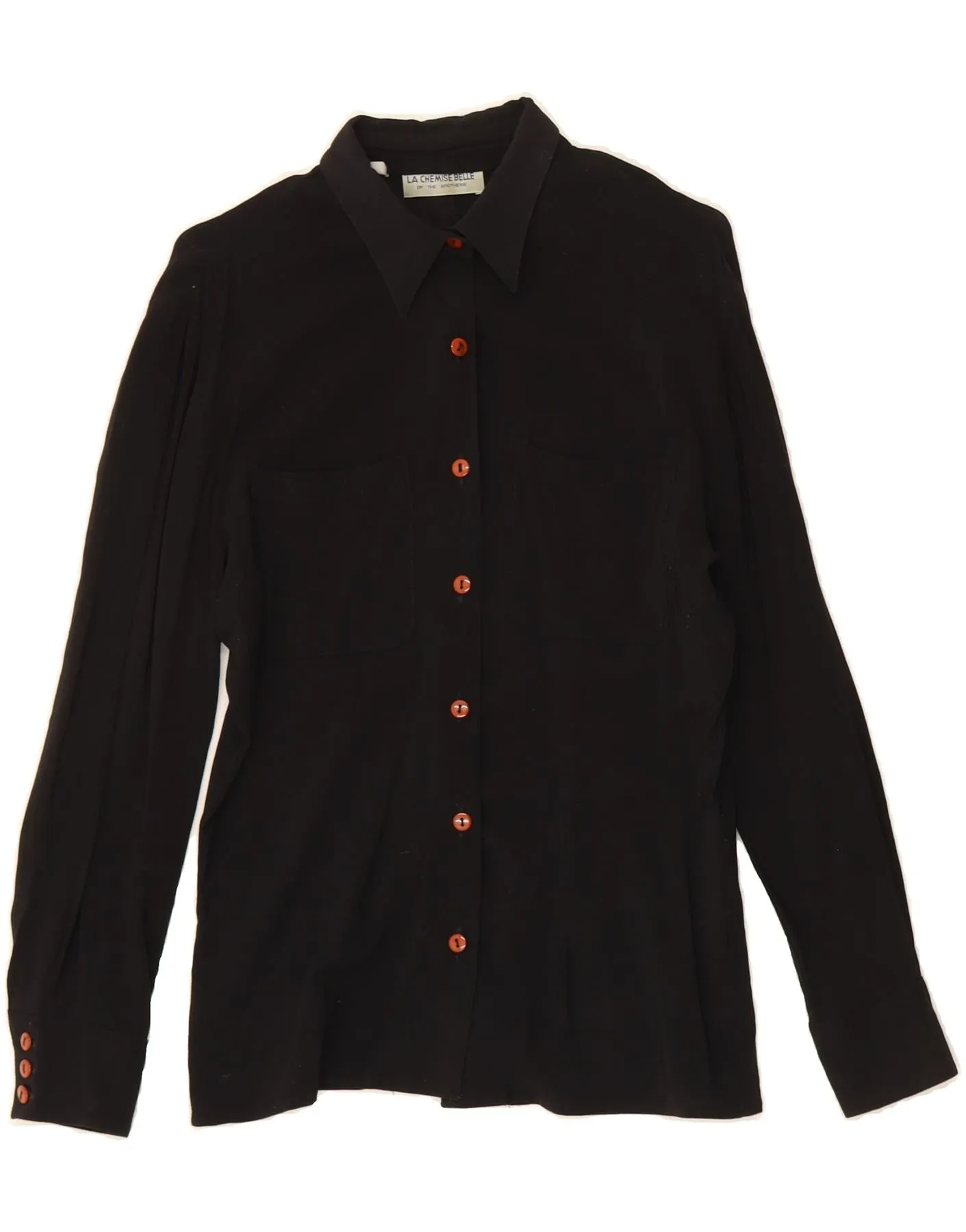 Corporate Event High-Quality Material VINTAGE Womens Shirt Blouse UK 12 Medium Black Polyester