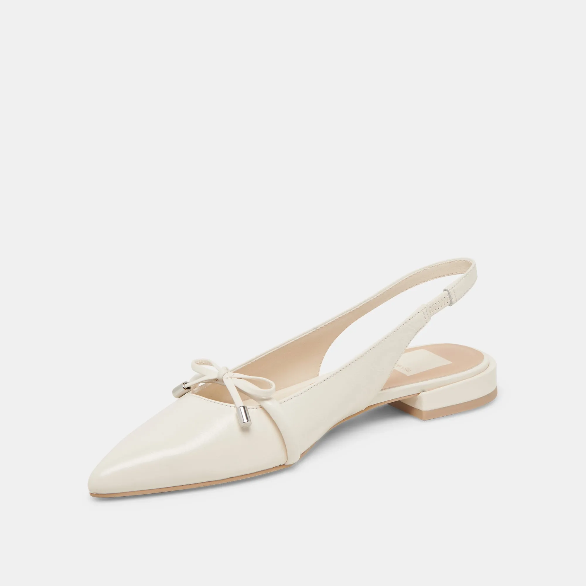 Chic Minimalist Design PAYGE FLATS OFF WHITE CRINKLE PATENT