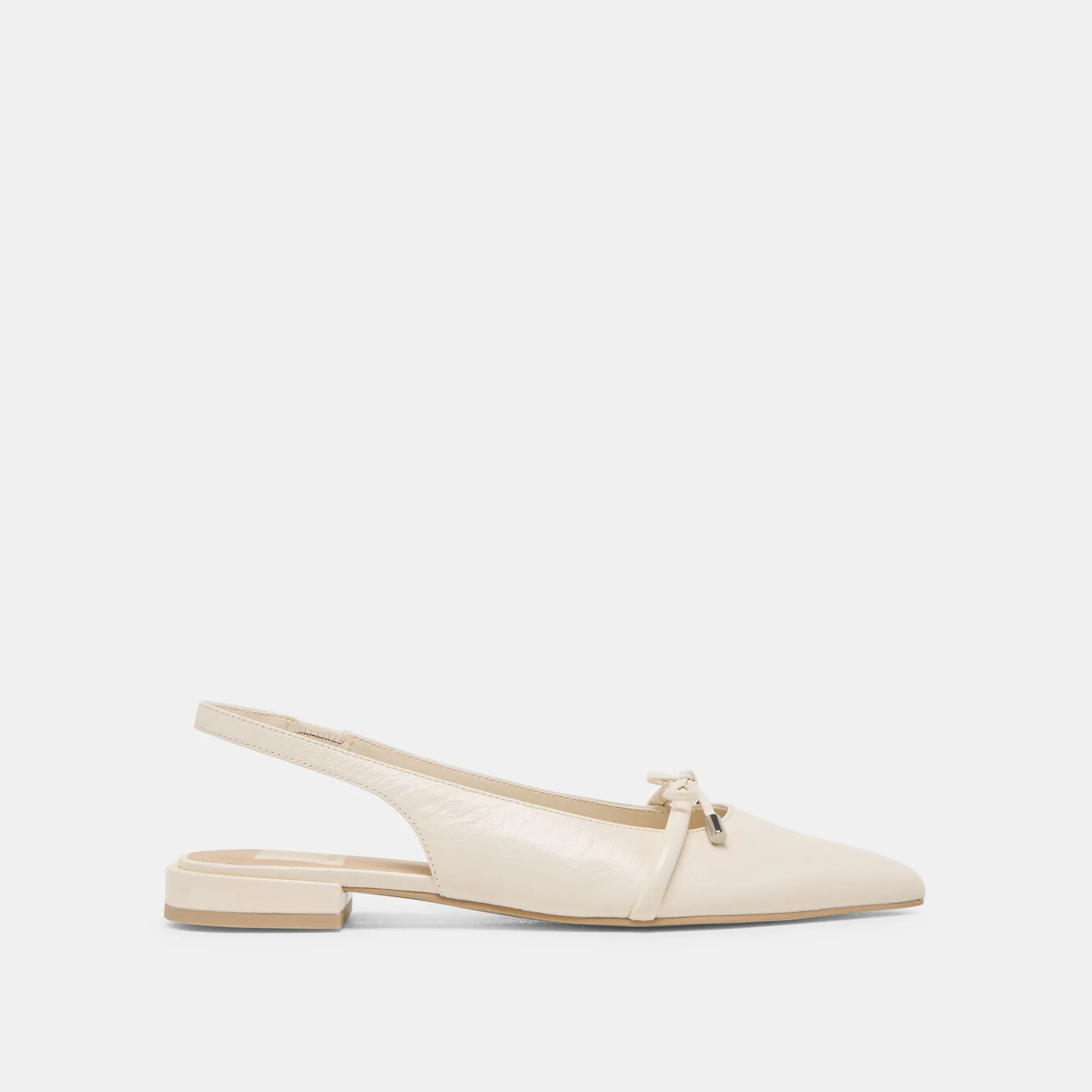 Smooth Soles Cozy Footwear Style PAYGE FLATS OFF WHITE CRINKLE PATENT