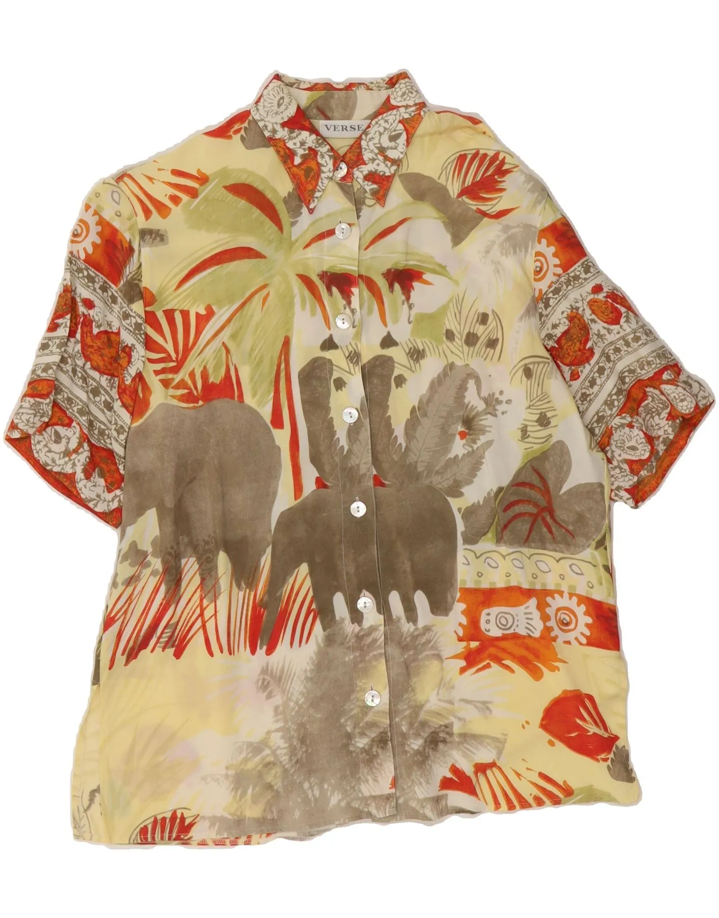 Soft Touch Fabric VERSE Womens Shirt Blouse EU 38 Medium Multicoloured Floral Hawaiian