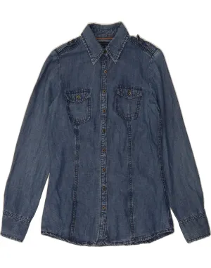Formal Elegance Plus Size Fit TOMMY HILFIGER Womens Denim Shirt US 6 Medium Blue Lyocell