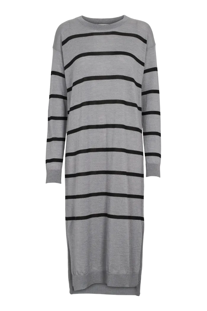 knee-length Summer Outfit Vera Long Dress - Light Grey Melange / Black