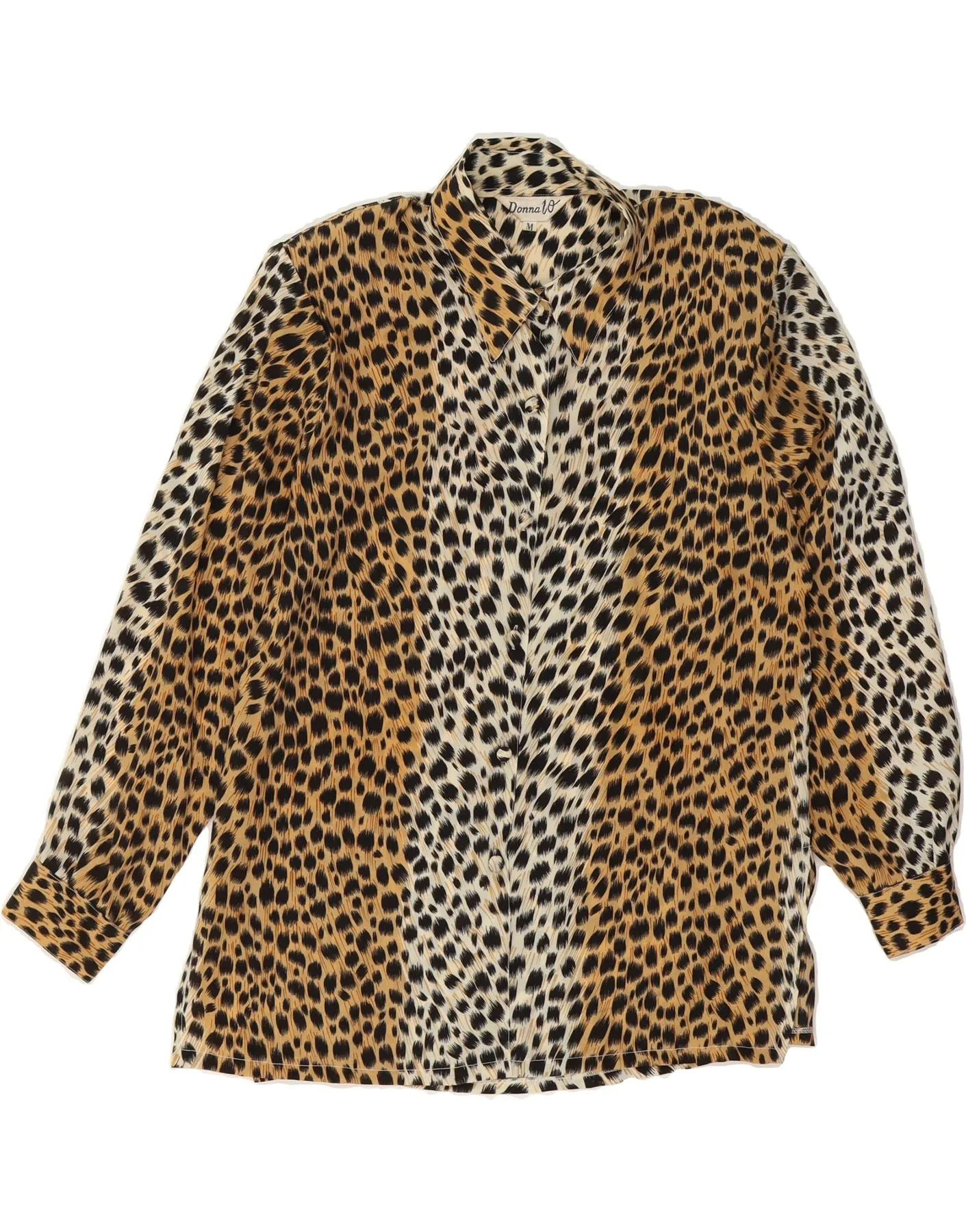 Versatile Outfit Customizable Option VINTAGE Womens Shirt Blouse UK 14 Medium Brown Animal Print