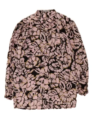 Non Static Finish Floral Motif VINTAGE Womens Shirt Dress UK 14 Medium Pink Floral