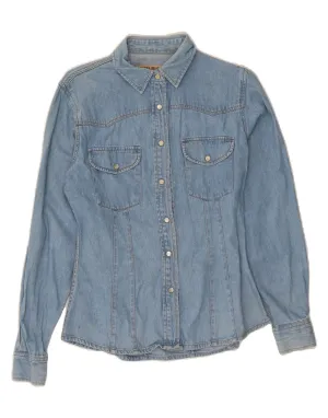 Multi Pocket Utility VINTAGE Womens Denim Shirt UK 12 Medium Blue