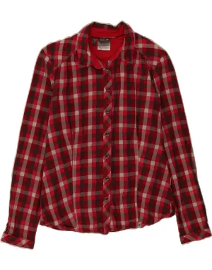 Festival Fashion Special Occasion JACK WOLFSKIN Womens Shirt UK 10 Small Burgundy Check Lyocell