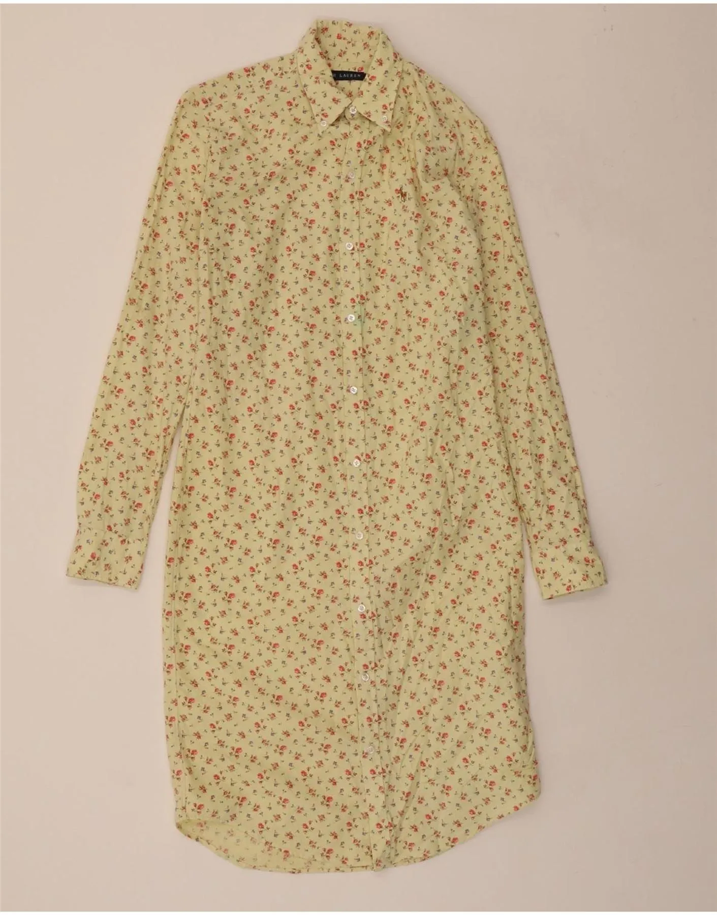 Abrasion resistant Ventilated Back Panel RALPH LAUREN Womens Shirt Dress UK 4 Small Yellow Floral
