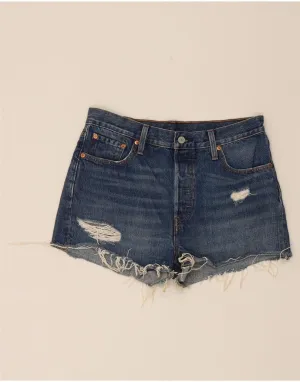 LEVI'S Womens 501 Distressed Denim Shorts W29 Medium Blue Cotton stain resistant coating