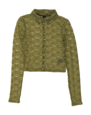 Unisex style URBAN OUTFITTERS Womens Shirt Blouse UK 12 Medium Green Floral Nylon