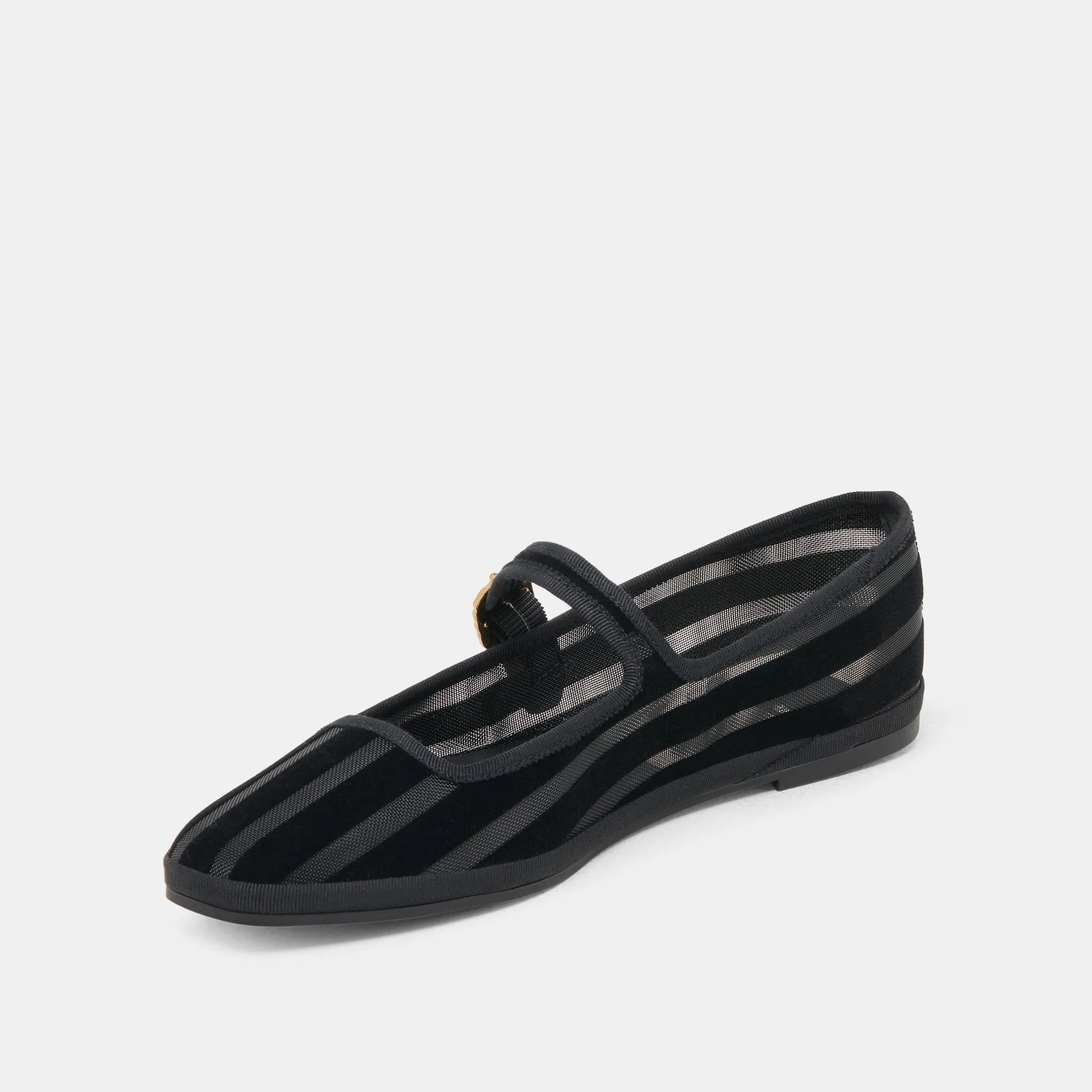 Weekend Fun Trade Day TAMEKA BALLET FLATS BLACK STRIPE MESH