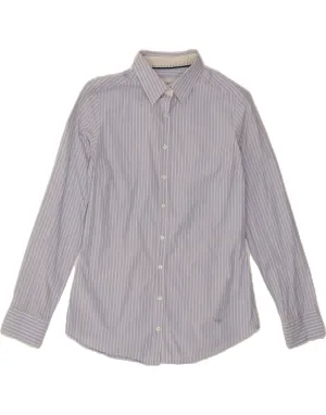 MASSIMO DUTTI Womens Shirt EU 38 Small Blue Striped Cotton Earthy Palette Personalized Touch