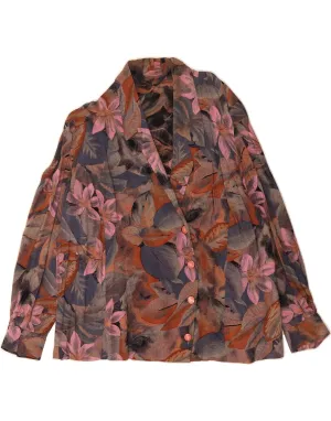 VINTAGE Womens Shirt Blouse UK 18 XL Multicoloured Floral Stretch Material